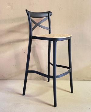 Banqueta Polipropileno 175B Negro respaldo cruz NSol