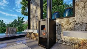 Calefactor leña estufa Sefia BARCELONA 90m2