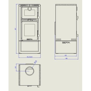 Calefactor leña estufa Sefia con Horno ALMERIA 110m2
