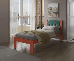 Cama 1P 80 madera PU tapizada VERDE gis