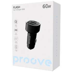 Cargador P/Auto Proove Flash 60W TipoC + USB