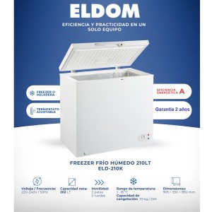 Freezer ELDOM 200L Clase: A ELD-210K T G:2A