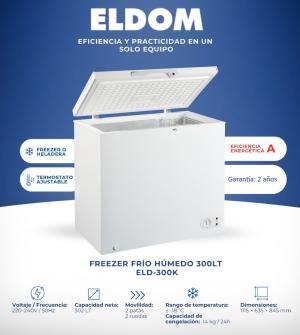 Freezer ELDOM 300L Clase A  ELD-300K T G:2A