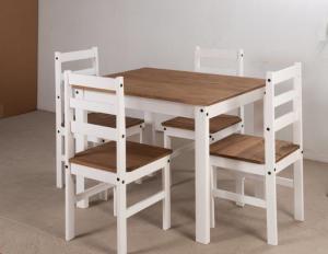 Juego Comedor 4S Madera Mexicano Gromoveis Blanco