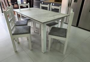 Juego Comedor 6S Nativa 152  Blanco S: 15 Blanco tapizada