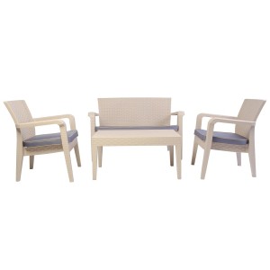 Juego Patio living 2L+1L+1L Alaska Lounge Crema Rainbow