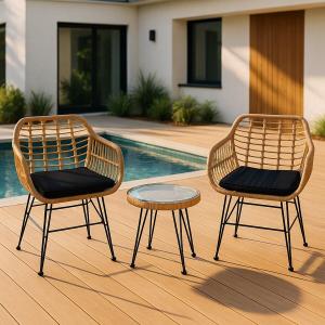 Juego exterior metal y simil ratan 2 sillas + 1 mesa MoveQui