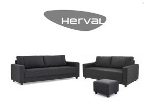 Juego de Living 3+2 HERVAL 4203 color D2391 D Negro