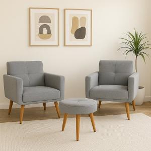 Juegos Living Matrix 1+1 y puff ORLEANS B250 Gris