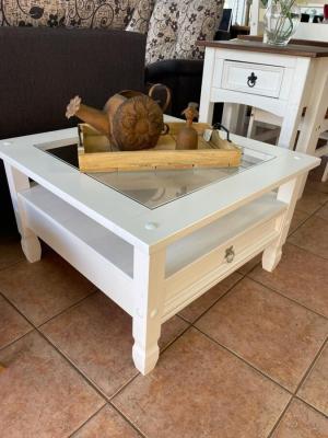 Mesa de Living 1C vidrio Blanca CTN08-B gis