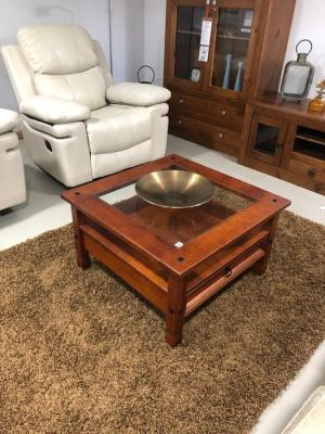 Mesa de Living 1C vidrio Nogal CTN08 gis
