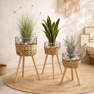 Porta maceta mimbre set 3 piezas E25 242