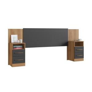 Respaldo 2P + 2 mesa de luz Artecas nogal/grafite CB130-60-6