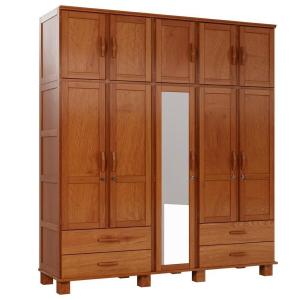Ropero 5P 4C Casual c/espejo Madera Nogal gis