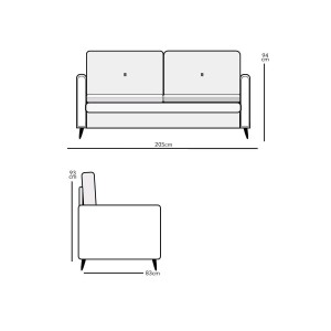 Sofa Living 3L Hellen BROOKLYN PU caramelo 100824