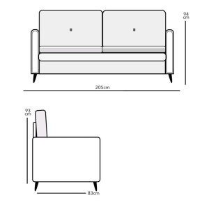 Sofa Living 3L Hellen FASCINIO Gris 100832